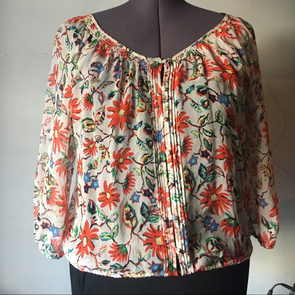 Joie SILK puffy sleeves spring shirt